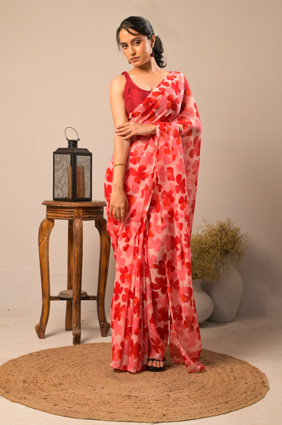 Scarlet Petals Pure Georgette Digital Print Saree