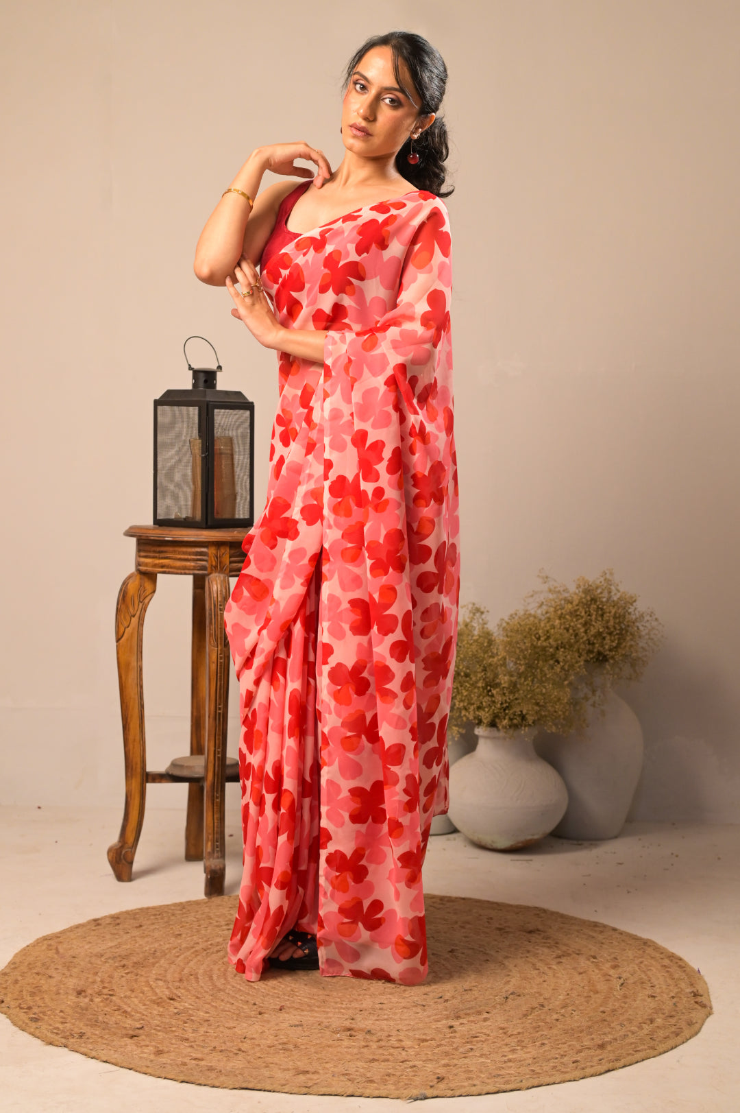 Scarlet Petals Pure Georgette Digital Print Saree