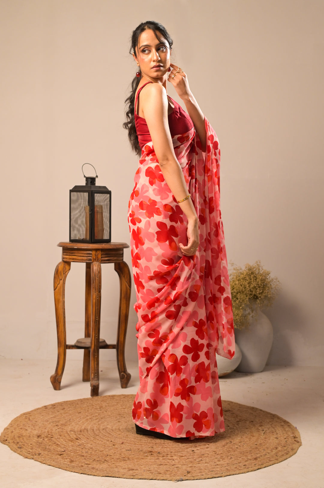 Scarlet Petals Pure Georgette Digital Print Saree