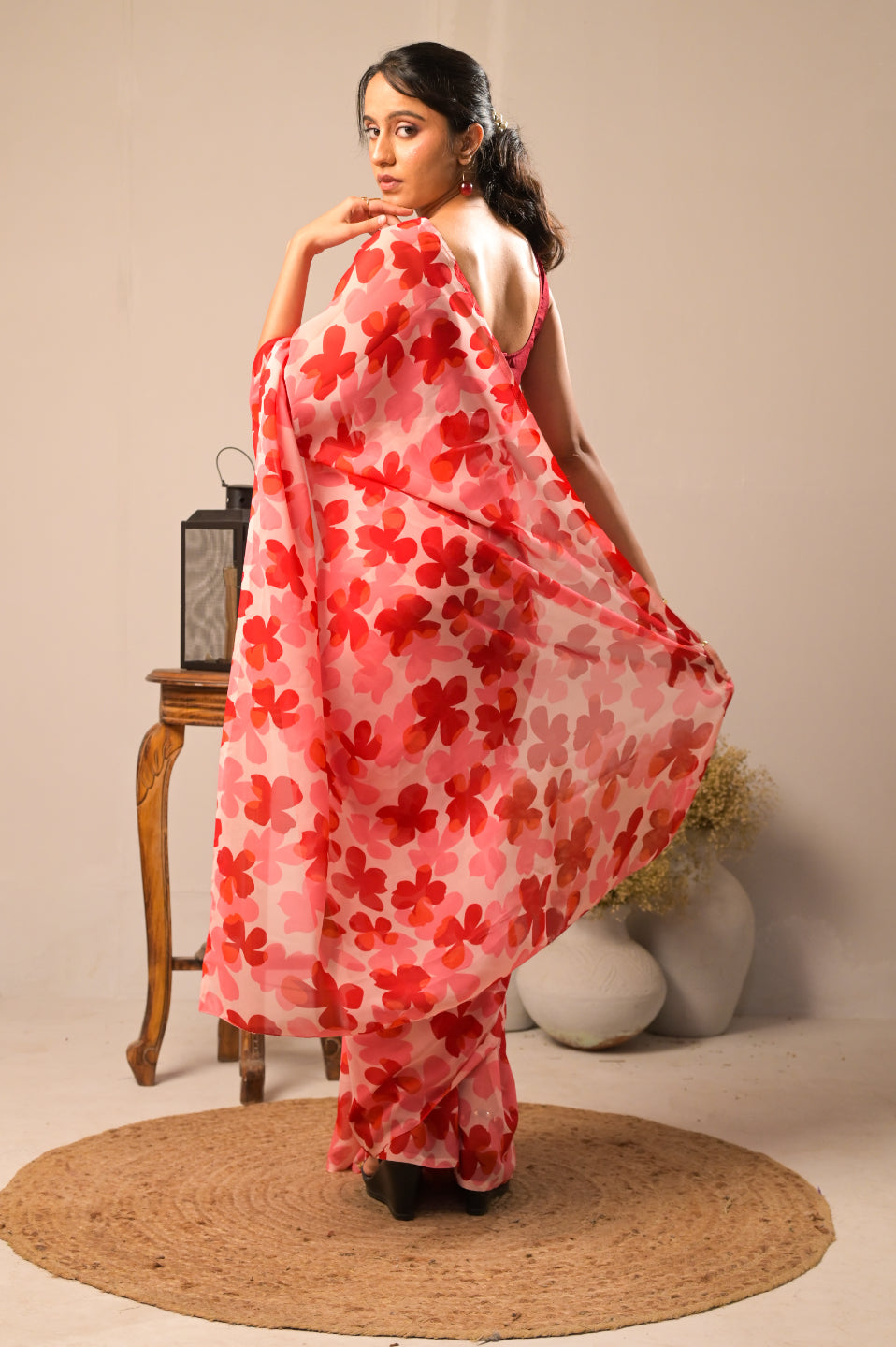Scarlet Petals Pure Georgette Digital Print Saree